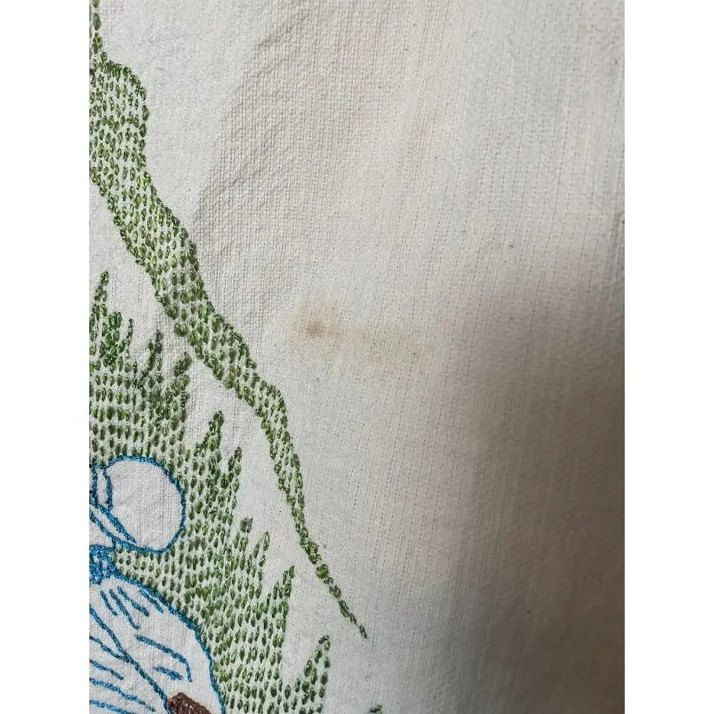 Vintage Hand Embroidered Baby Blanket Jack and Jill Nursery Rhyme Rare 60's 70's